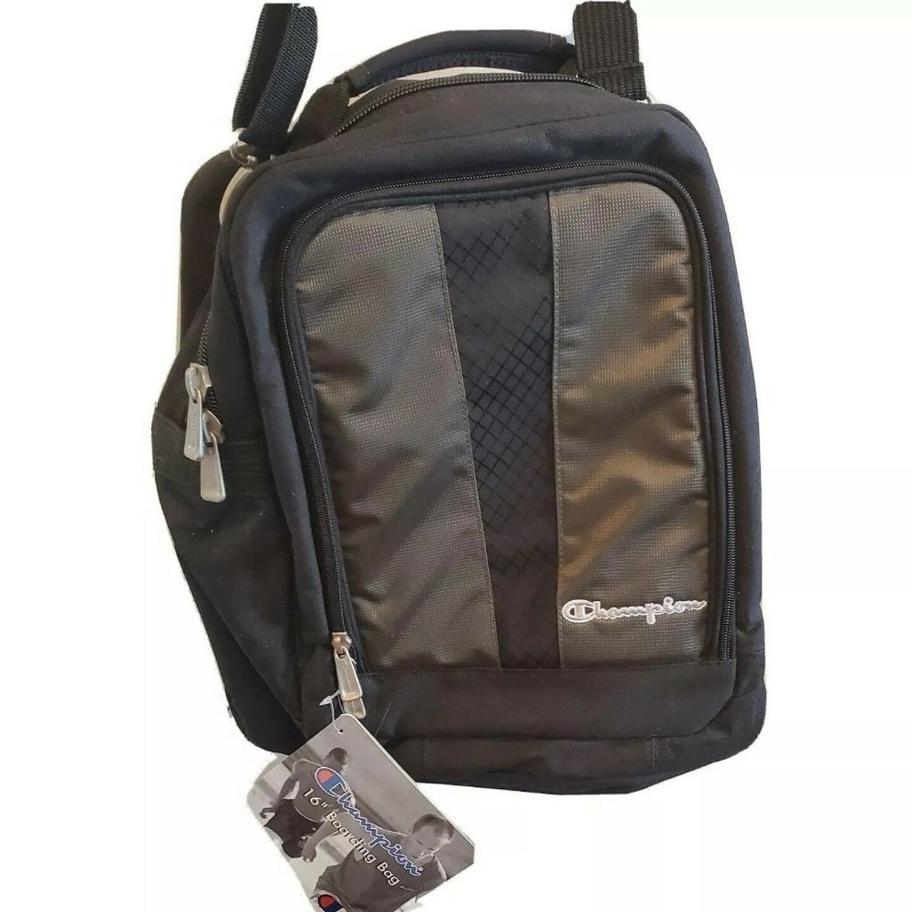 Vintage 90s Champion 16" Boarding Travel Bag Black‎ Weekender Gym Bag